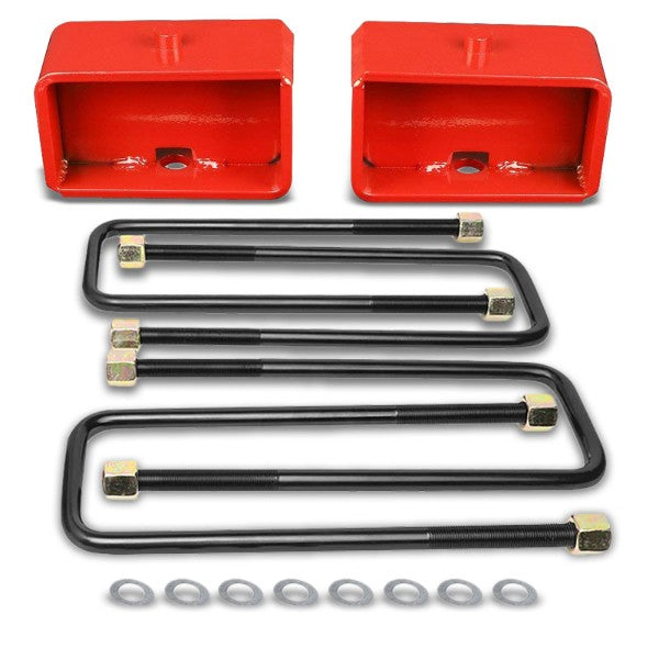 3&quot; Rear Red Leaf Spring Mount Leveling Lift Kit Block For 99-17 Silverado 1500-Suspension-BuildFastCar