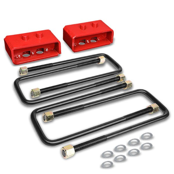 2&quot; Rear Red Leaf Spring Mount Leveling Lift Kit Blocks For 04-17 Ford F-150-Suspension-BuildFastCar