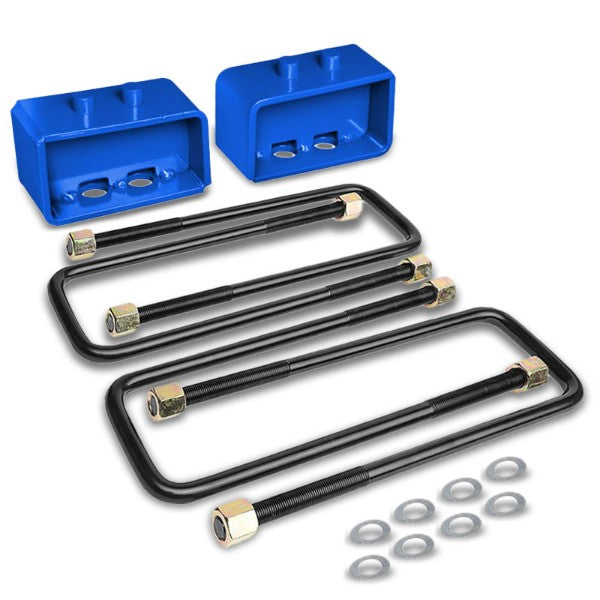 3&quot; Rear Blue Leaf Spring Mount Leveling Lift Kit Blocks For 04-17 Ford F-150-Suspension-BuildFastCar