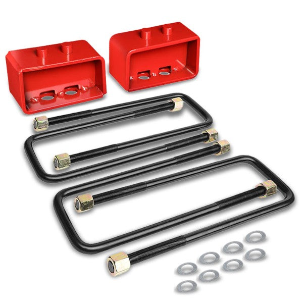 3&quot; Rear Red Leaf Spring Mount Leveling Lift Kit Blocks For 04-17 Ford F-150-Suspension-BuildFastCar