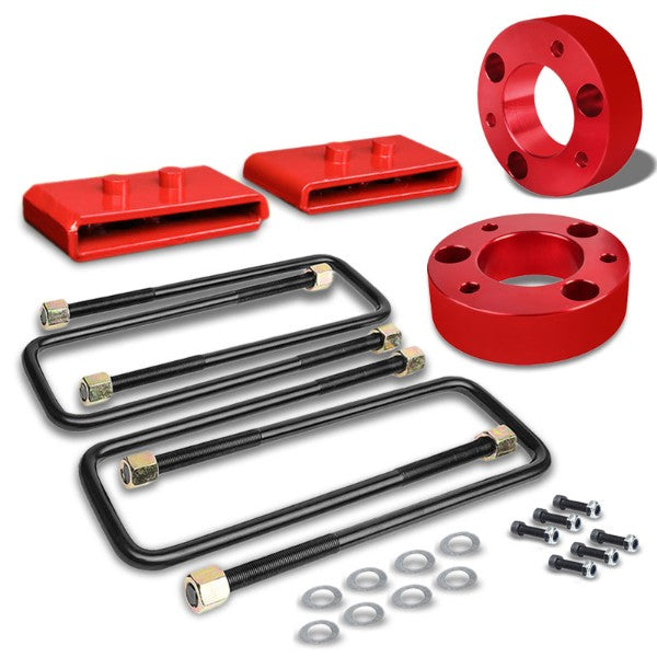 3" F/1" R Red Strut Top/Spring Mt Leveling Lift Kit Spacer/Block For 04-17 F-150-Suspension-BuildFastCar
