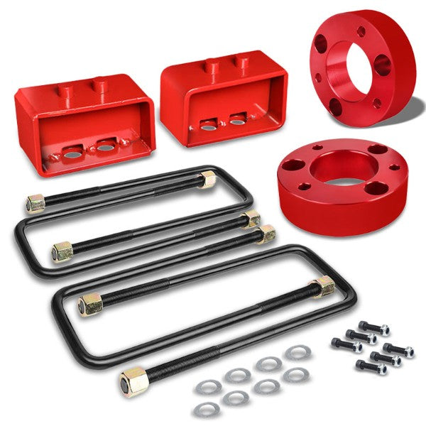 3" F/3" R Red Strut Top/Spring Mt Leveling Lift Kit Spacer/Block For 04-17 F-150-Suspension-BuildFastCar