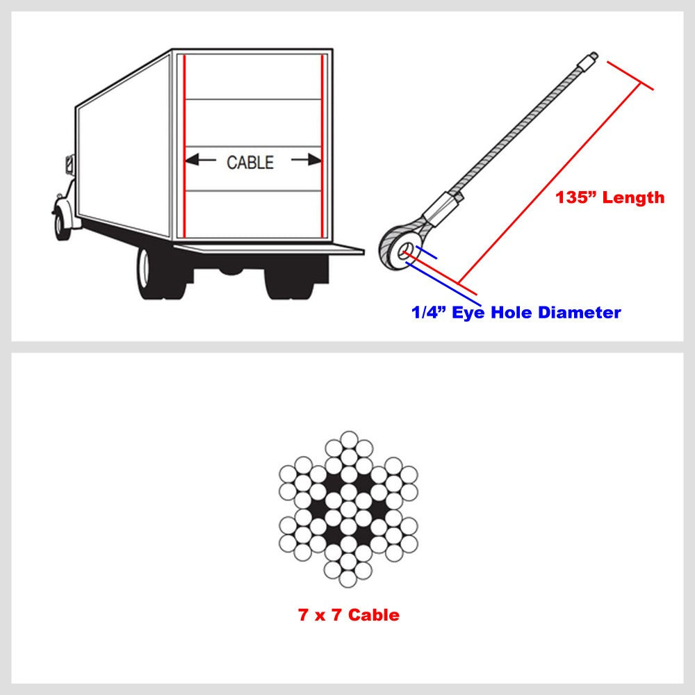 Transglobal TG-913041 130" 1/4" Nylon Eyelet Ramp Door Lift Cable BFC-DCABLE-FLT025-01035