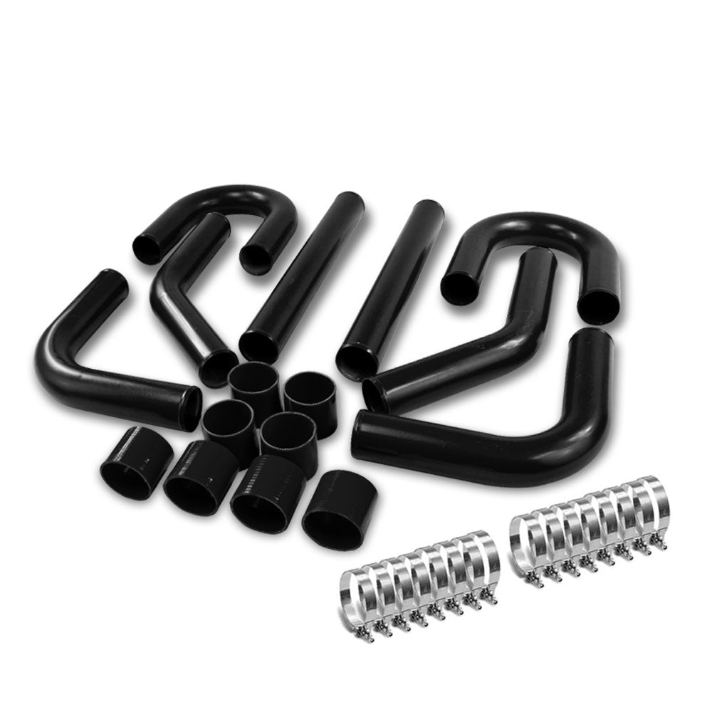 2.50&quot; Black 8PC Front Mount Intercooler Piping Straight Hose+Clamp BFC-ITPK-25-ST-BK