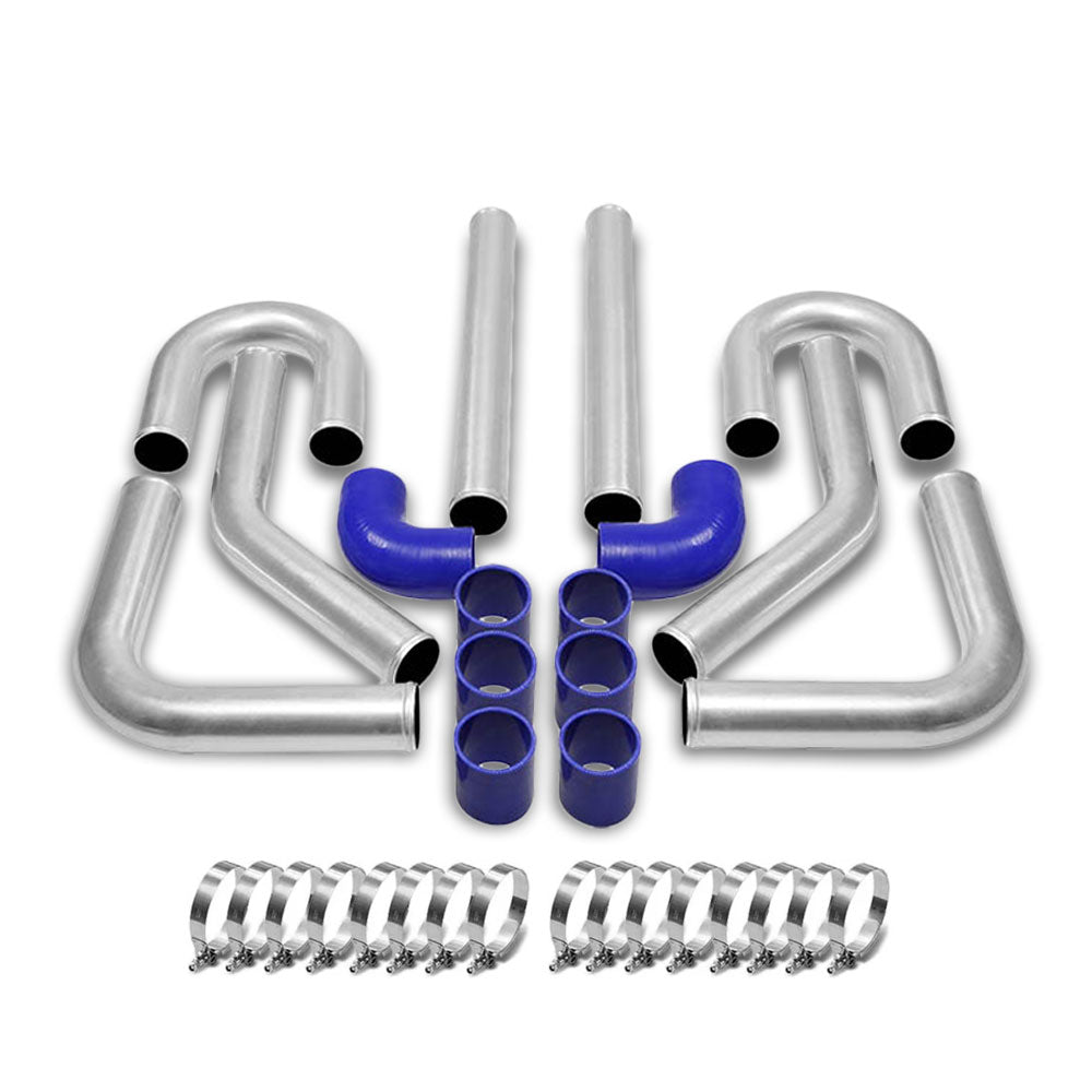 3.00&quot; Polish 8PC Front Mount Intercooler Piping Straight/Elbow Hose+Clamp BFC-ITPK-3-ST-90D-P