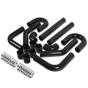 3.00" Black 8PC Front Mount Intercooler Piping Straight/Elbow Hose+Clamp BFC-ITPK-3-ST-90D-BK