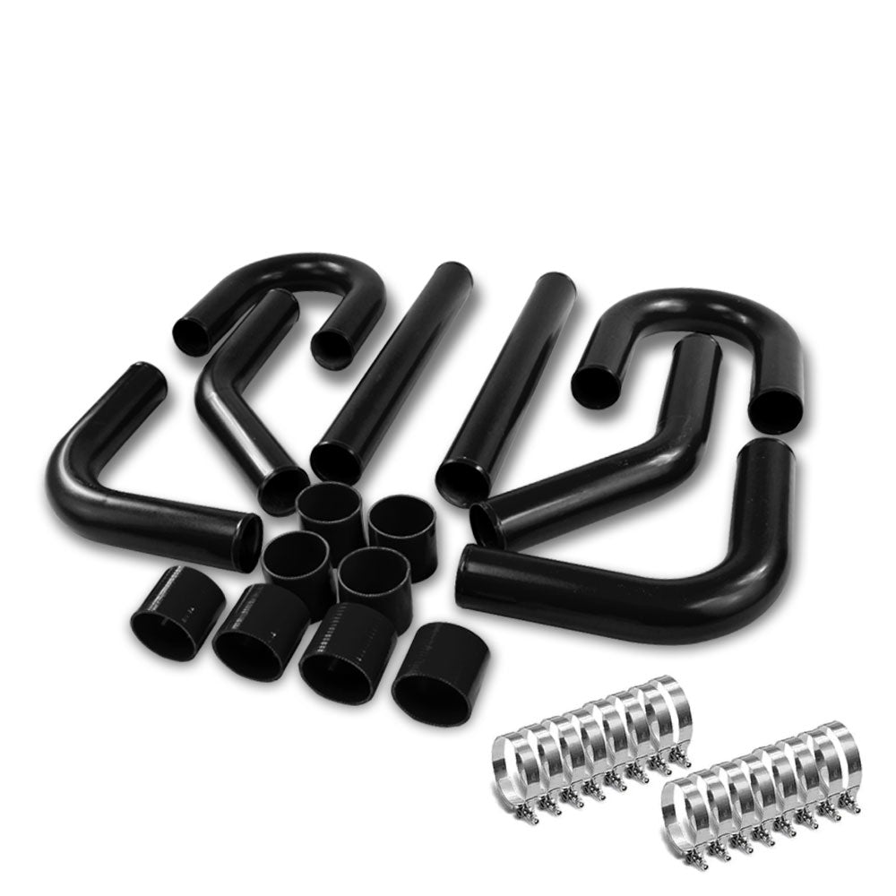 3.00&quot; Black 8PC Front Mount Intercooler Piping Straight Hose+Clamp BFC-ITPK-3-ST-BK