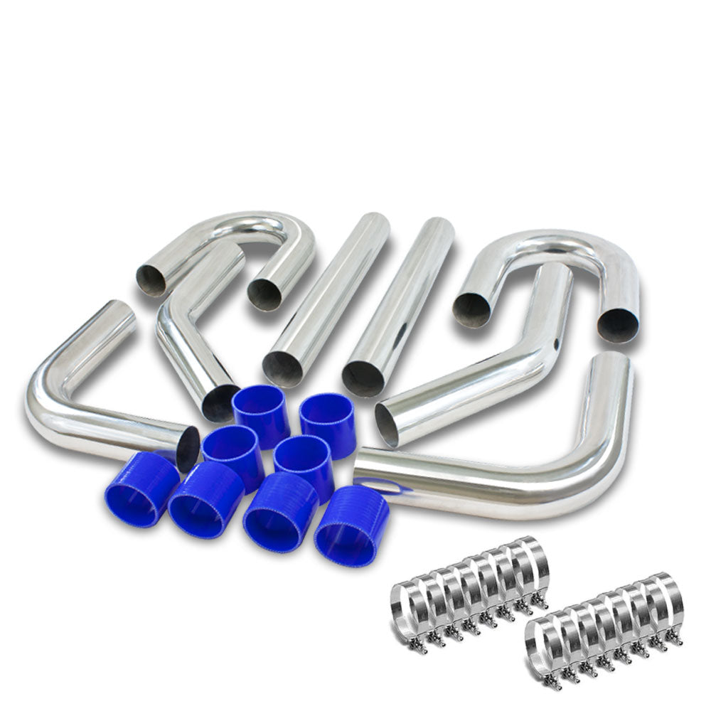 3.00&quot; Polish 8PC Front Mount Intercooler Piping Straight Hose+Clamp BFC-ITPK-3-ST-P