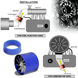 Blue 2.5-2.9" Aluminum Turbine Fan Shortram Intake Turbonator Adaptor Fuel Saver-Performance-BuildFastCar
