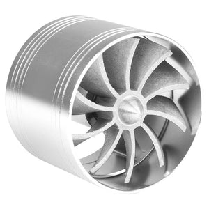 Silver 2.5-2.9" Aluminum Propeller Flow Fan Cold Air Intake Turbonator Gas Saver-Performance-BuildFastCar