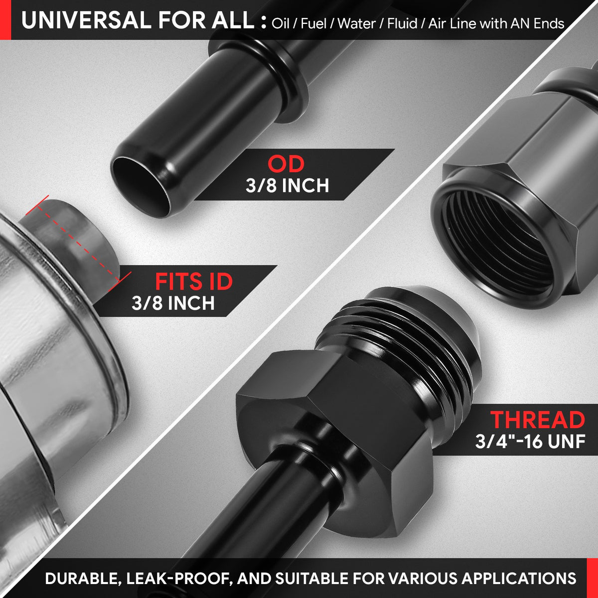 BFC-FIT-1-5A49-08-38-BK Push-on Hose End (Quick-Disconnect) - AN Male BFC-FIT-1-5A49-08-38-BK