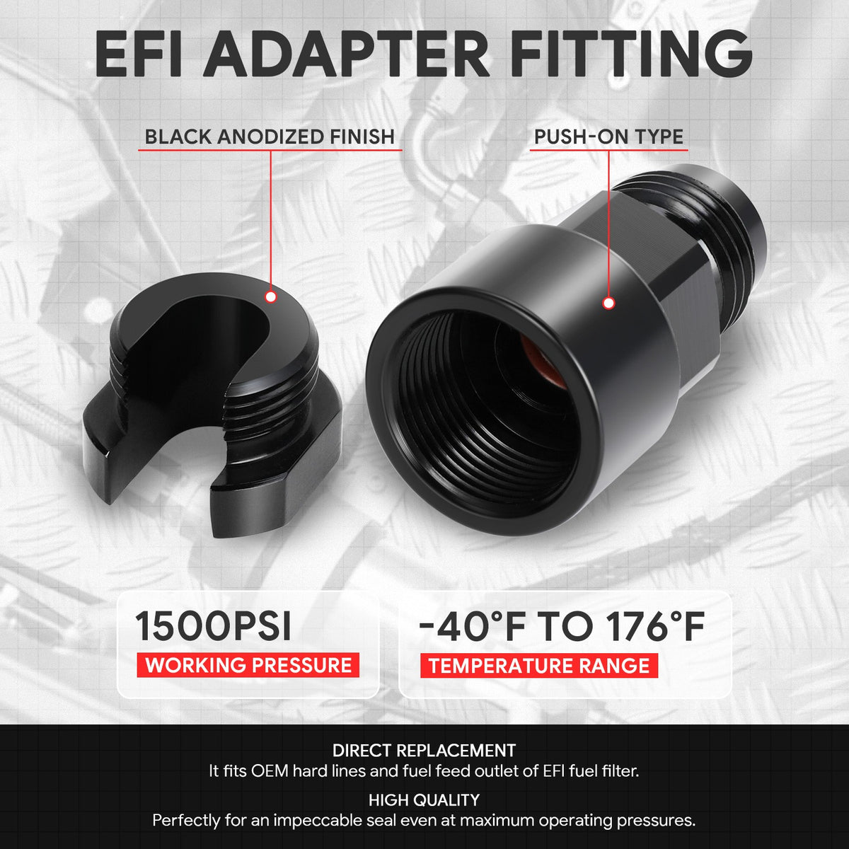 BFC-FIT-1-5A50-06-38-BK Push-on Hose End (Quick-Disconnect) - AN Male BFC-FIT-1-5A50-06-38-BK