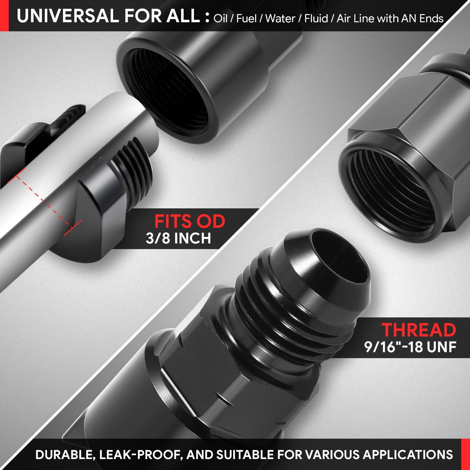 BFC-FIT-1-5A50-06-38-BK Push-on Hose End (Quick-Disconnect) - AN Male BFC-FIT-1-5A50-06-38-BK