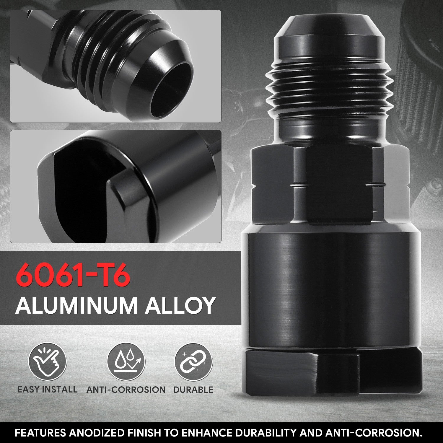 BFC-FIT-1-5A50-06-38-BK Push-on Hose End (Quick-Disconnect) - AN Male BFC-FIT-1-5A50-06-38-BK