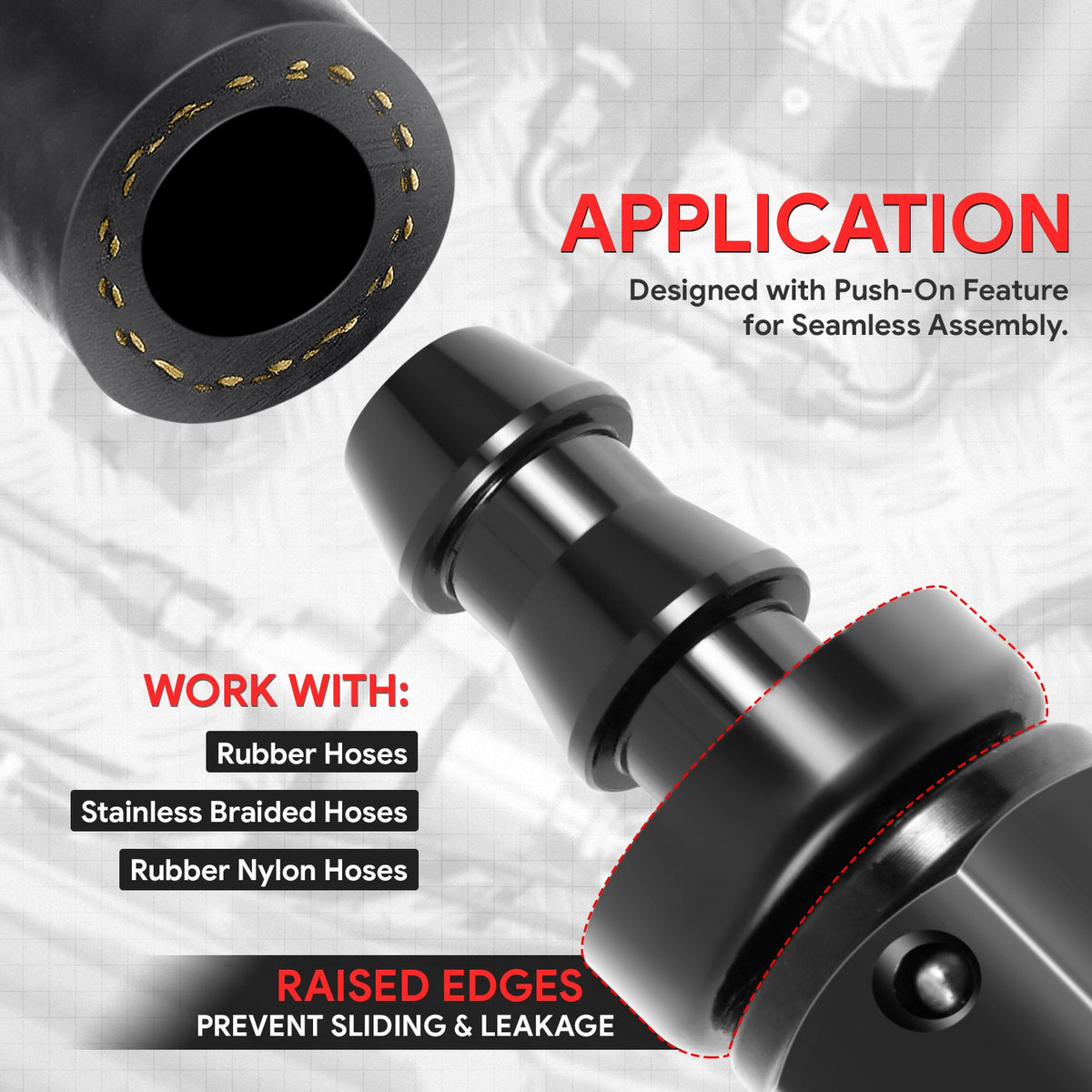 BFC-FIT-041-04-001-BK AN Fitting Push-on Hose End to AN Female BFC-FIT-041-04-001-BK