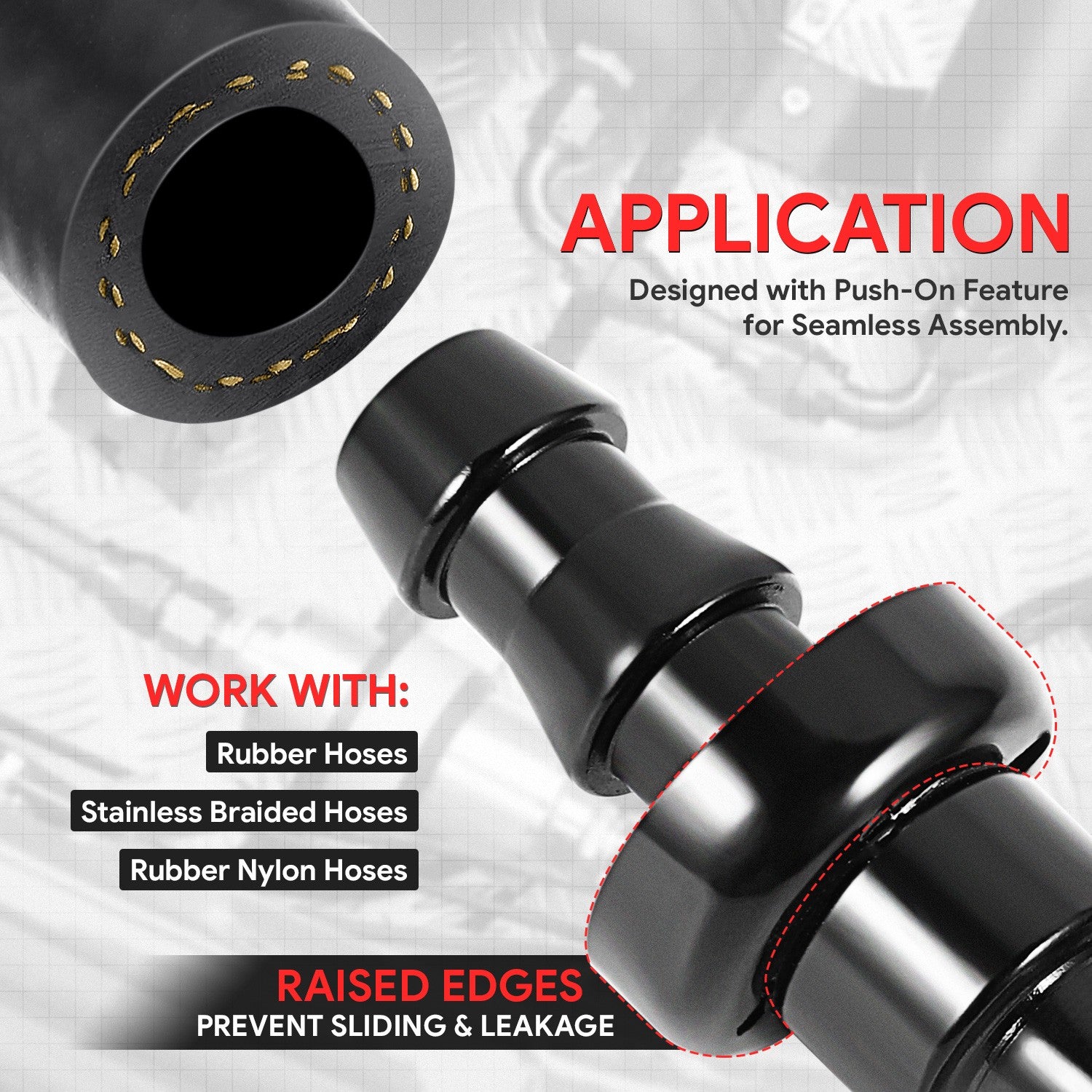 BFC-FIT-041-04-045-BK AN Fitting Push-on Hose End to AN Female BFC-FIT-041-04-045-BK