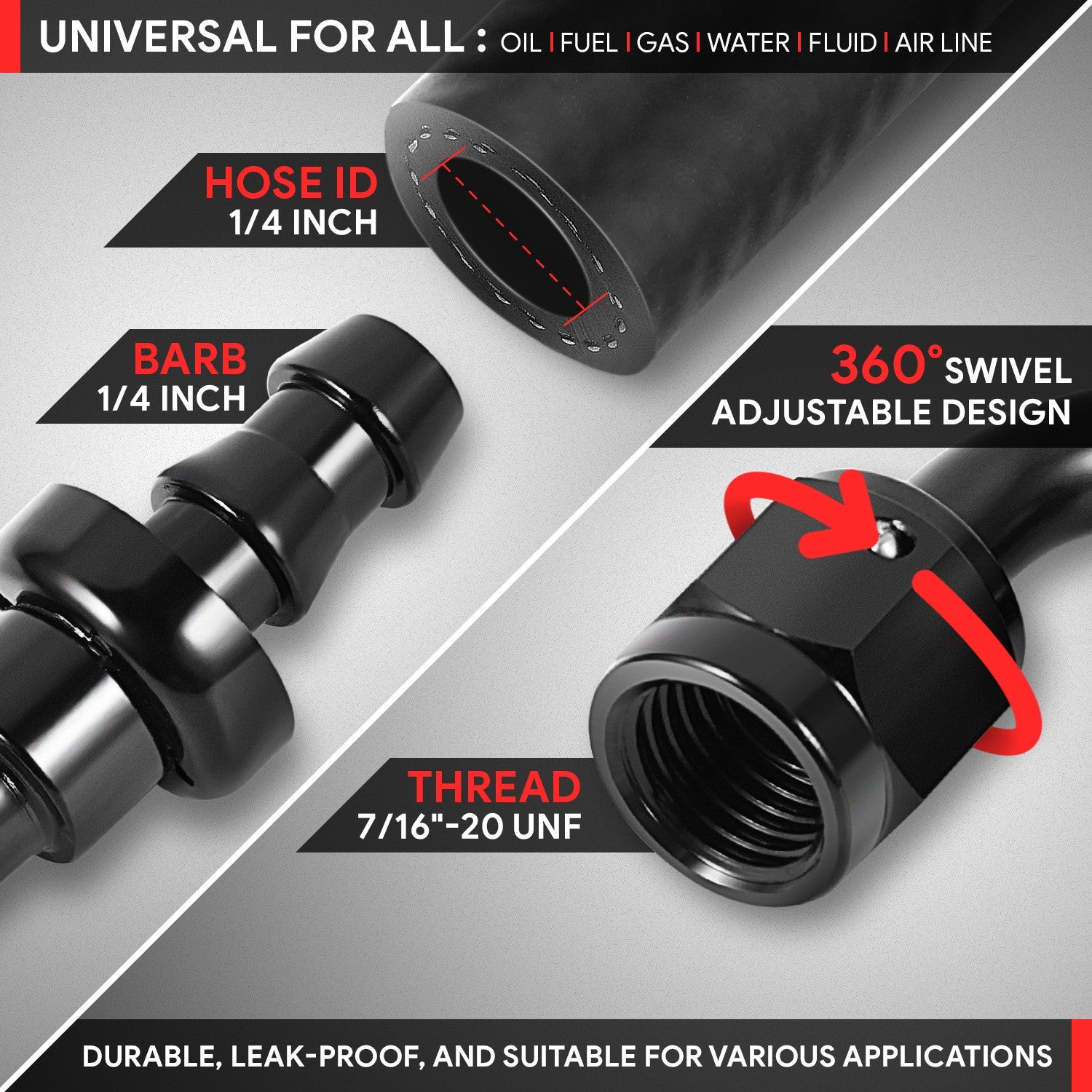 BFC-FIT-041-04-180-BK AN Fitting Push-on Hose End to AN Female BFC-FIT-041-04-180-BK