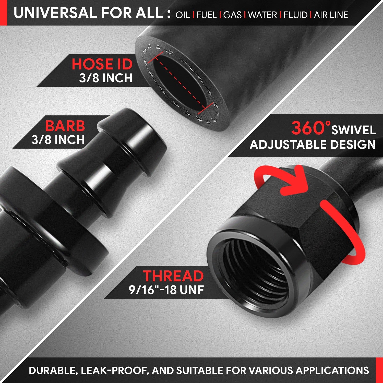 BFC-FIT-041-06-045-BK AN Fitting Push-on Hose End to AN Female BFC-FIT-041-06-045-BK