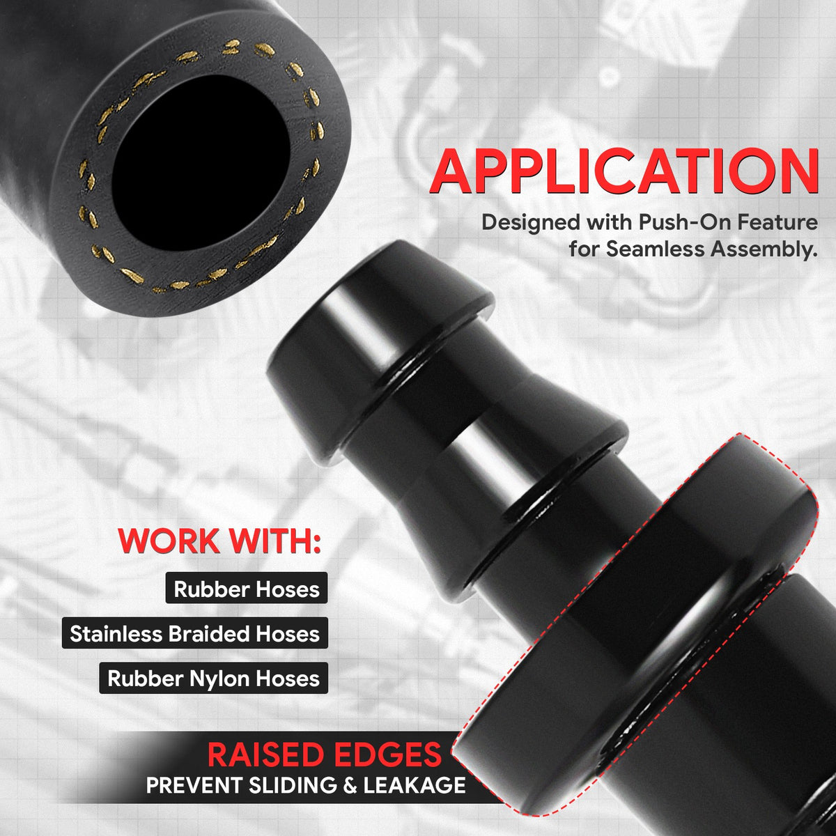 BFC-FIT-041-06-045-BK AN Fitting Push-on Hose End to AN Female BFC-FIT-041-06-045-BK