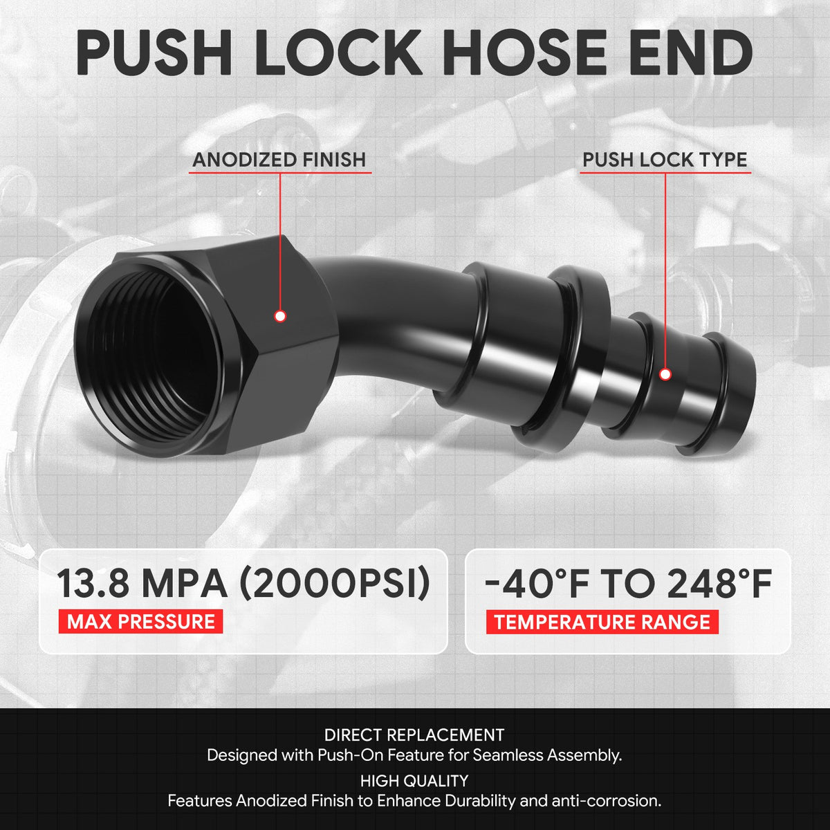 BFC-FIT-041-12-045-BK AN Fitting Push-on Hose End to AN Female BFC-FIT-041-12-045-BK