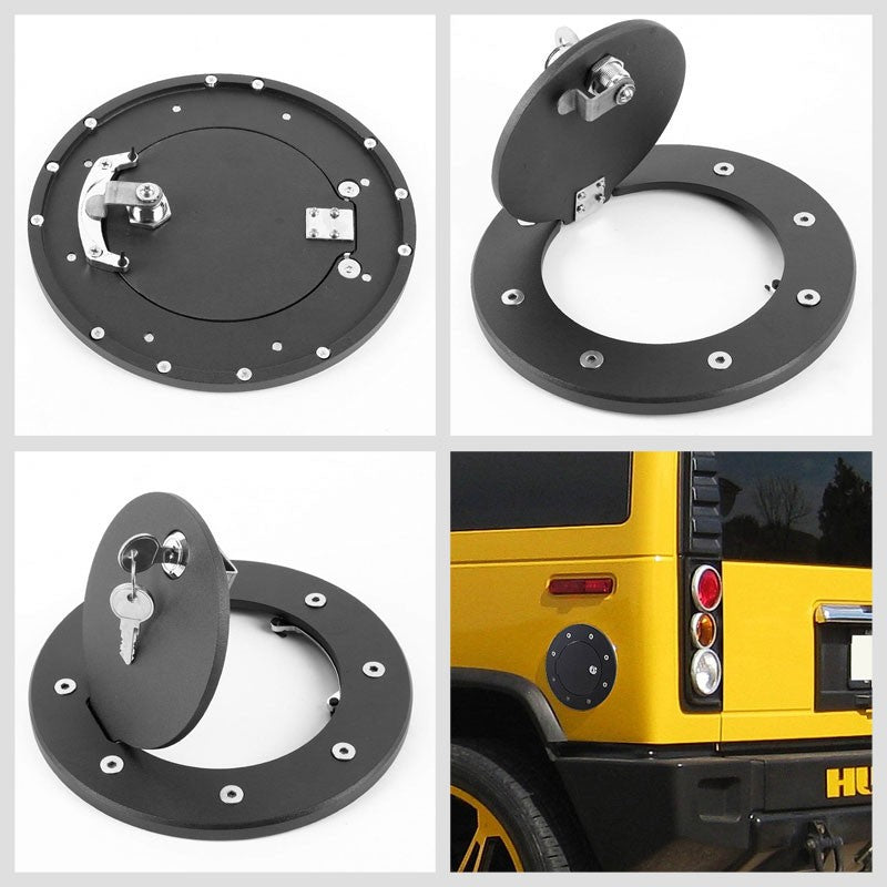 Black Bolt-On Gas Fuel Tank Door Cover Cap+Lock+Key For Hummer 03-09 H2 GMT913-Locks & Hardware-BuildFastCar