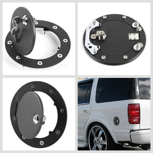 Black Bolt-On Gas Fuel Door Cover Cap+Lock+Key For Ford 97-14 F-Series/Navigator-Locks & Hardware-BuildFastCar