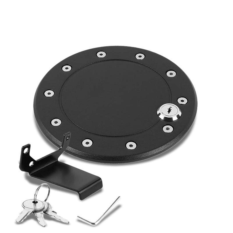 Black Bolt-On Gas Fuel Tank Door Cover Cap+Lock+Key For Ford 09-14 F-150 V6/V8-Locks & Hardware-BuildFastCar