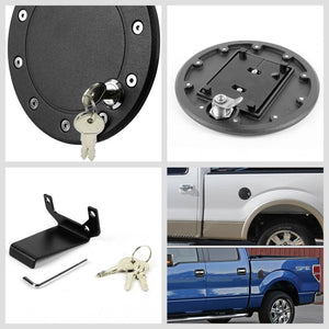 Black Bolt-On Gas Fuel Tank Door Cover Cap+Lock+Key For Ford 09-14 F-150 V6/V8-Locks & Hardware-BuildFastCar