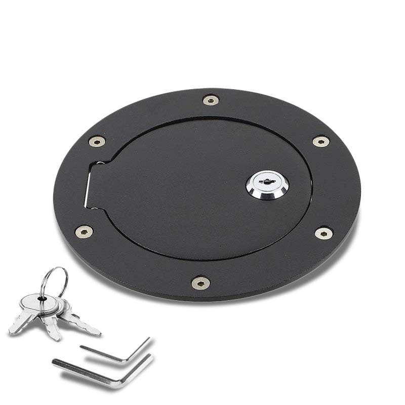 Black Bolt-On Gas Fuel Tank Door Cover Cap+Lock+Key For Dodge 09-16 Ram 15/2500-Locks & Hardware-BuildFastCar