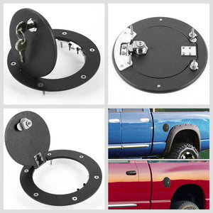 Black Bolt-On Gas Fuel Tank Door Cover Cap+Lock+Key For Dodge 09-16 Ram 15/2500-Locks & Hardware-BuildFastCar