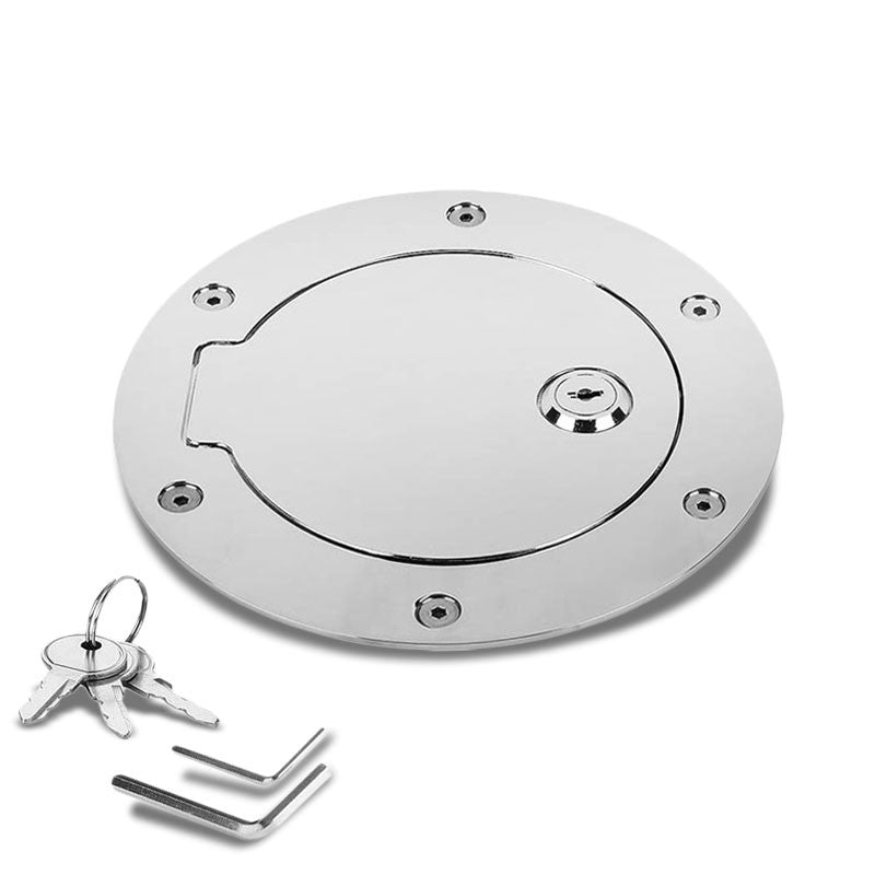 Chrome Bolt-On Gas Fuel Tank Door Cover Cap+Lock+Key For Dodge 09-16 Ram 15/2500-Locks & Hardware-BuildFastCar