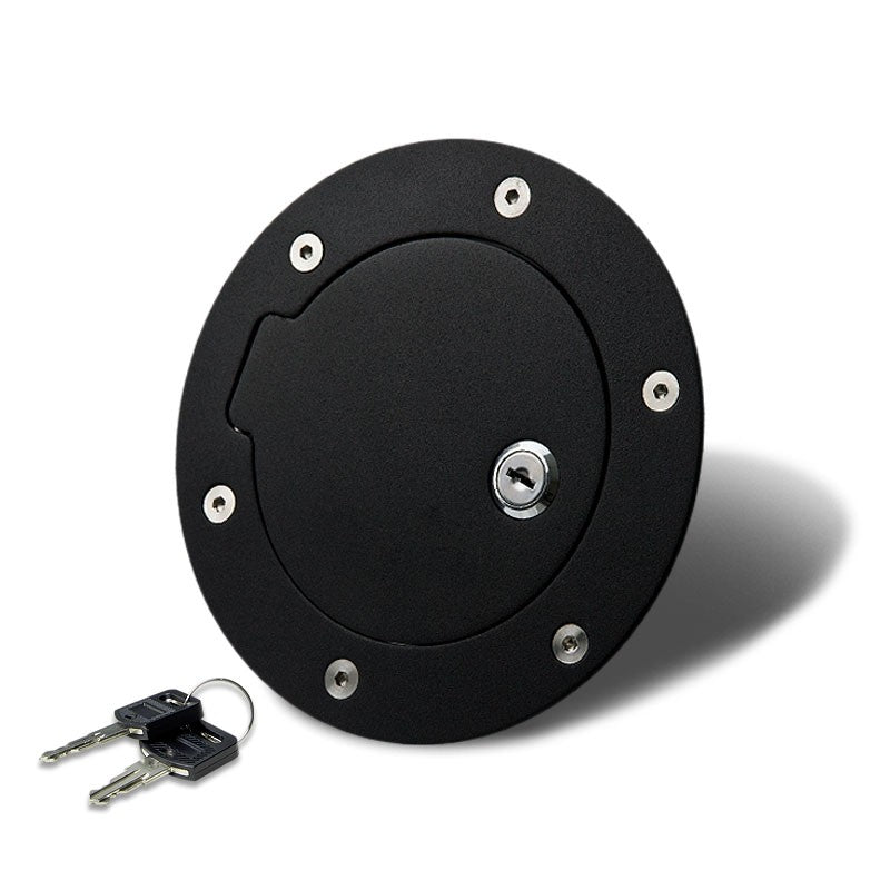 Black Bolt-On Gas Fuel Tank Door Cover Cap+Lock+Key for Dodge Ram Pickup Dakota-Locks &amp; Hardware-BuildFastCar