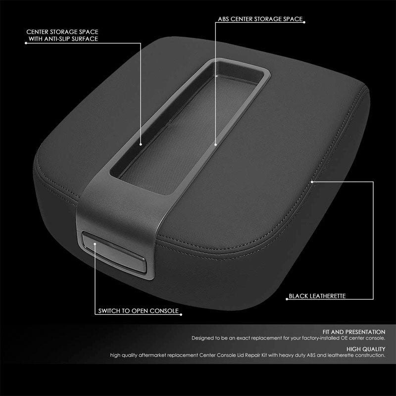 Black Factory Style Center Console Tray Lid Armrest Cover For 07-14 Chevy Tahoe-Consoles & Parts-BuildFastCar