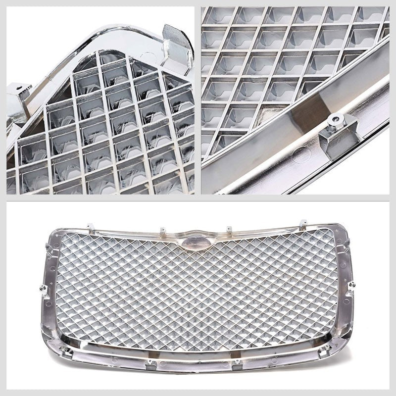 Chrome Diamond Mesh Style Replacement Front Grille For 05-10 300 V6/V8 DOHC/SOHC-Exterior-BuildFastCar