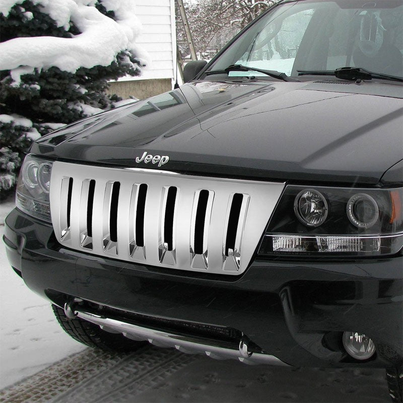 Chrome Vertical Style Replacement Front Grille For Jeep 99-04 Grand Cherokee WJ-Exterior-BuildFastCar