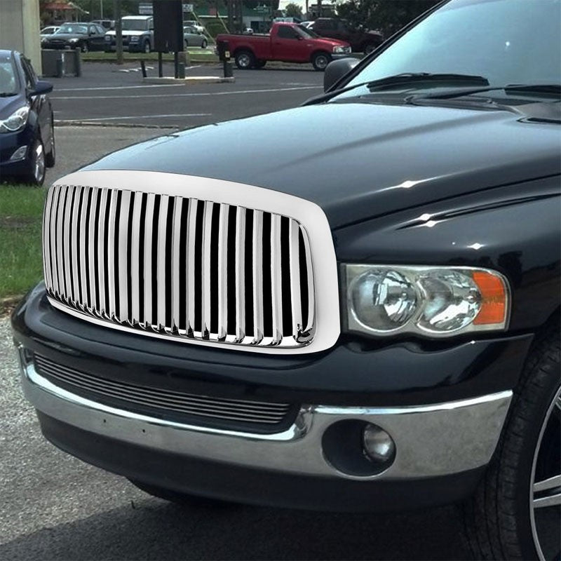 Chrome Vertical Style Replacement Grille For 02-05 Ram 1500/2500/3500 V8/V10-Exterior-BuildFastCar
