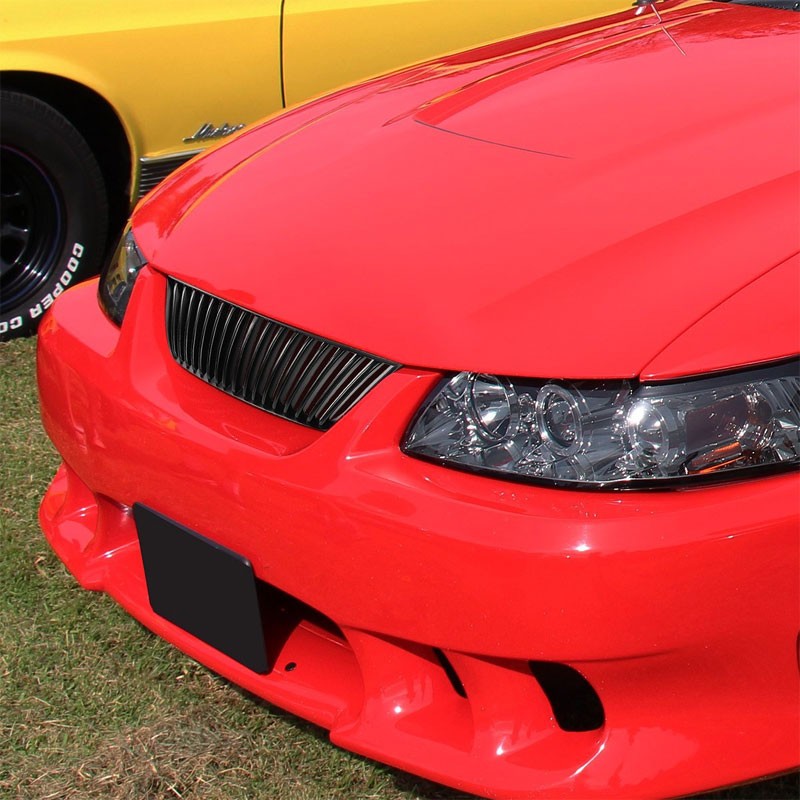 Black Vertical Style Replacement Front Grille For Ford 99-04 Mustang SN-95 V8-Exterior-BuildFastCar