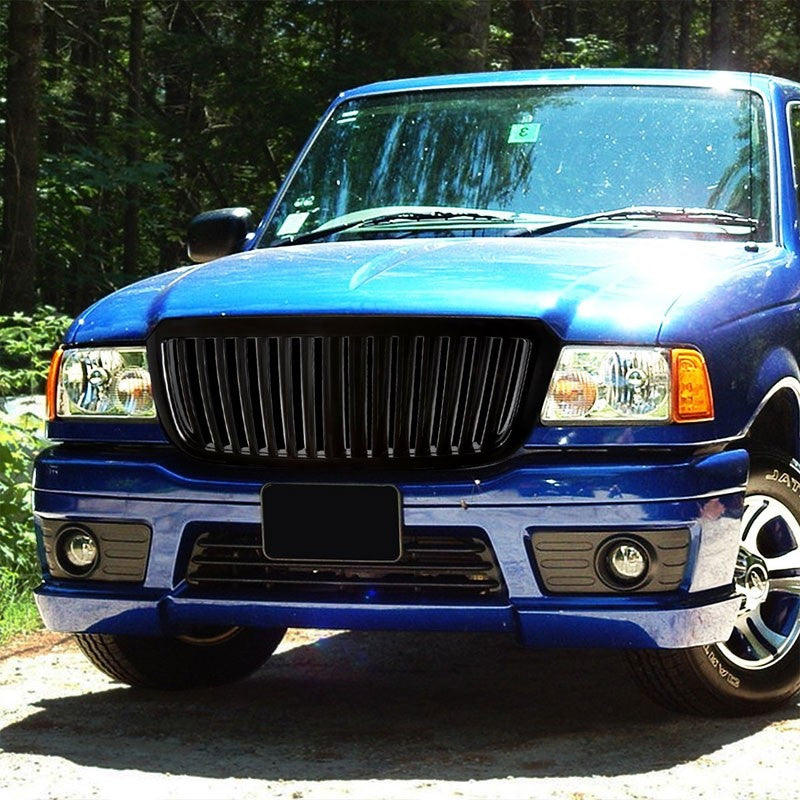 Black Vertical Style Replacement Grille For Ford 04-05 Ranger 2.3L/3.0L/4.0L-Exterior-BuildFastCar