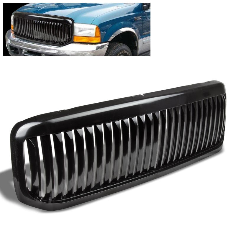 Black Vertical Style Replacement Front Grille For 00-04 F-250/F-350 Super Duty-Exterior-BuildFastCar
