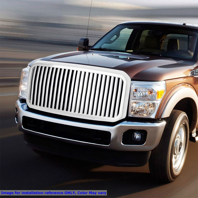 Silver Vertical Style Replacement Front Grille For 11-16 Ford F-350 Super Duty-Exterior-BuildFastCar