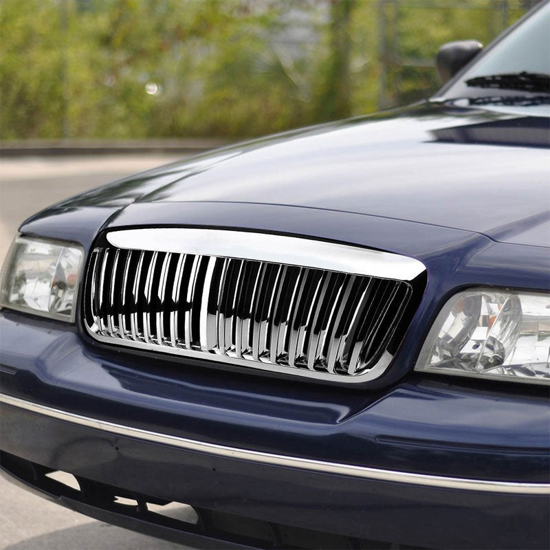 Chrome Vertical Style Front Grille For Ford 98-11 Crown Victoria 4.6L V8 Sedan-Exterior-BuildFastCar