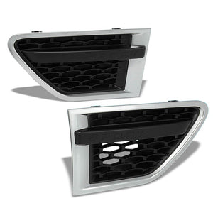 Chrome/Black Honeycomb Mesh Side Vent Grille For 10-12 Ranger Rover 5.0L DOHC-Exterior-BuildFastCar