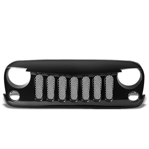Black Angry Bird/Diamond Mesh Style Front Grille For 07-15 Jeep Wrangler JK V6-Exterior-BuildFastCar