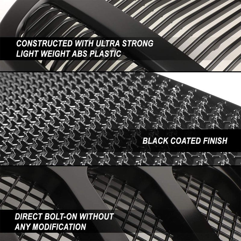 Black Angry Bird/Diamond Mesh Style Front Grille For 07-15 Jeep Wrangler JK V6-Exterior-BuildFastCar