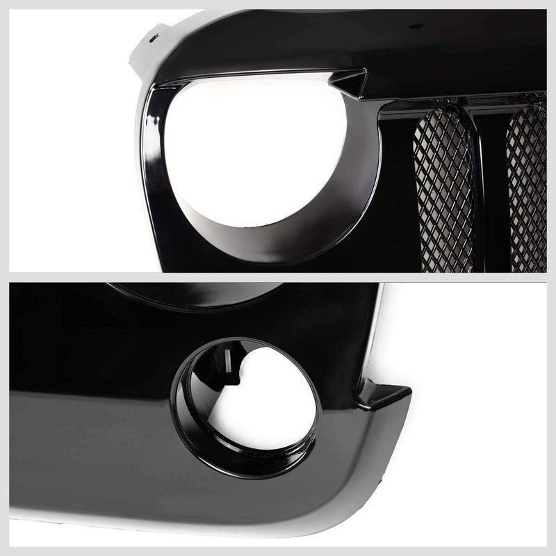 Black Angry Bird/Diamond Mesh Style Front Grille For 07-15 Jeep Wrangler JK V6-Exterior-BuildFastCar