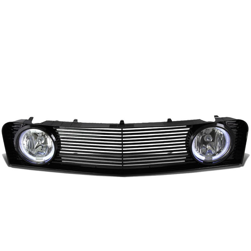 Black Vent Style Front Grille+Chrome Halo Foglight For 05-09 Ford Mustang S197-Exterior-BuildFastCar
