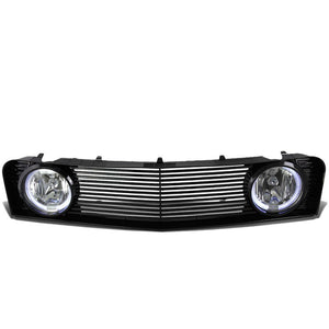 Black Vent Style Front Grille+Chrome Halo Foglight For 05-09 Ford Mustang S197-Exterior-BuildFastCar