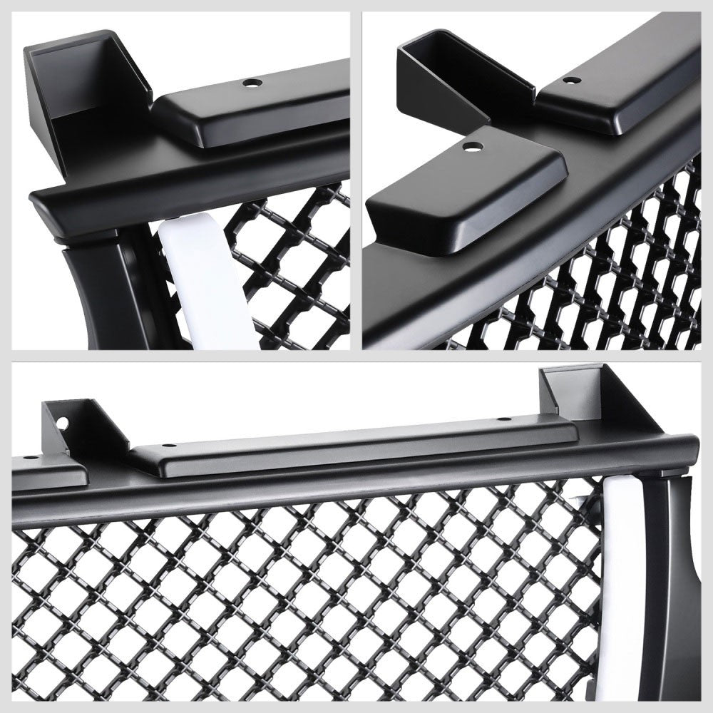 Black Matte Diamond Mesh Front Grille LED DRL Lights 99-02 Silverado BFC-FGR-1-LB-001-T1-MBK