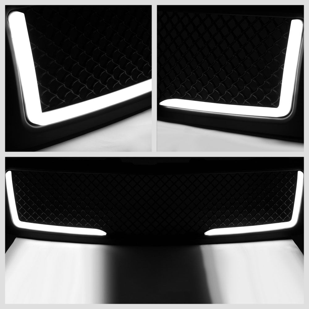 BFC-FGR-1-LB-002T2-MBK Matte Black Diamond Mesh LED DRL Front Grille BFC-FGR-1-LB-002T2-MBK