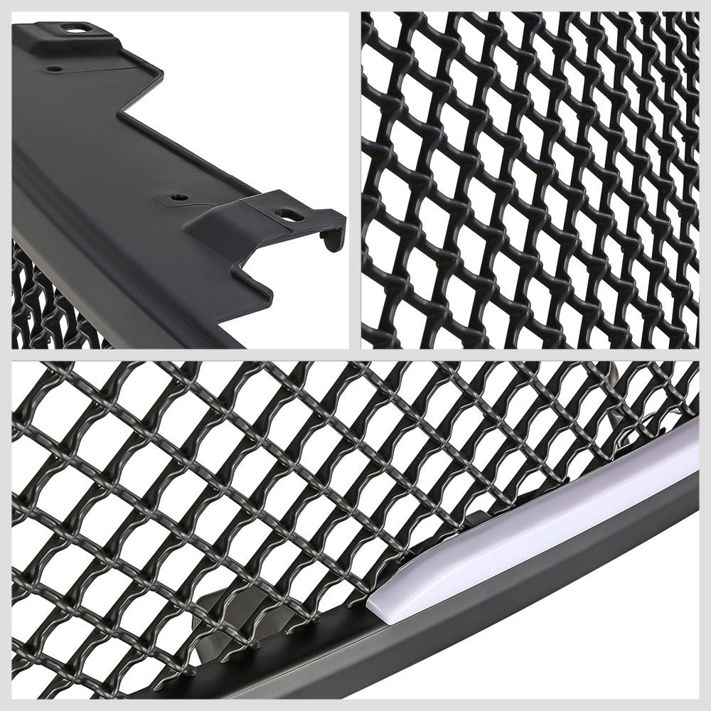BFC-FGR-1-LB-002T2-MBK Matte Black Diamond Mesh LED DRL Front Grille BFC-FGR-1-LB-002T2-MBK